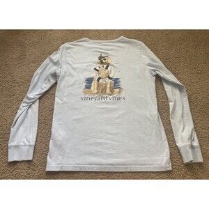 Vineyard Vines Light Blue T-Shirt Long Sleeve Dog Rescue Cotton Womens Small